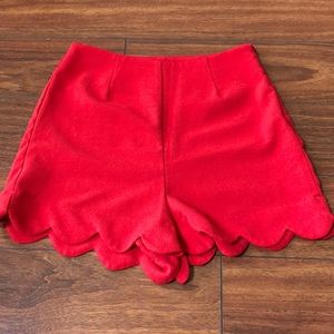Red high waisted shorts
